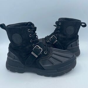 Black Boys Size 7 Buckle Polo Ralph Lauren OSLO Waterproof Leather Suede Boots